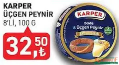 KARPER ÜÇGEN PEYNİR 8'Lİ 100 G fiyat ve kampanya bilgisi